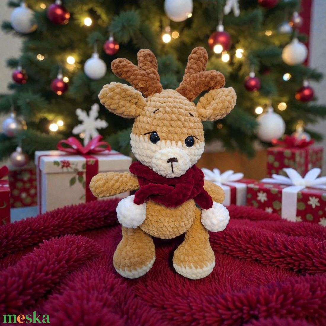 Horgolt rénszarvas - játék & sport - plüssállat & játékfigura - őzike, szarvas - Meska.hu