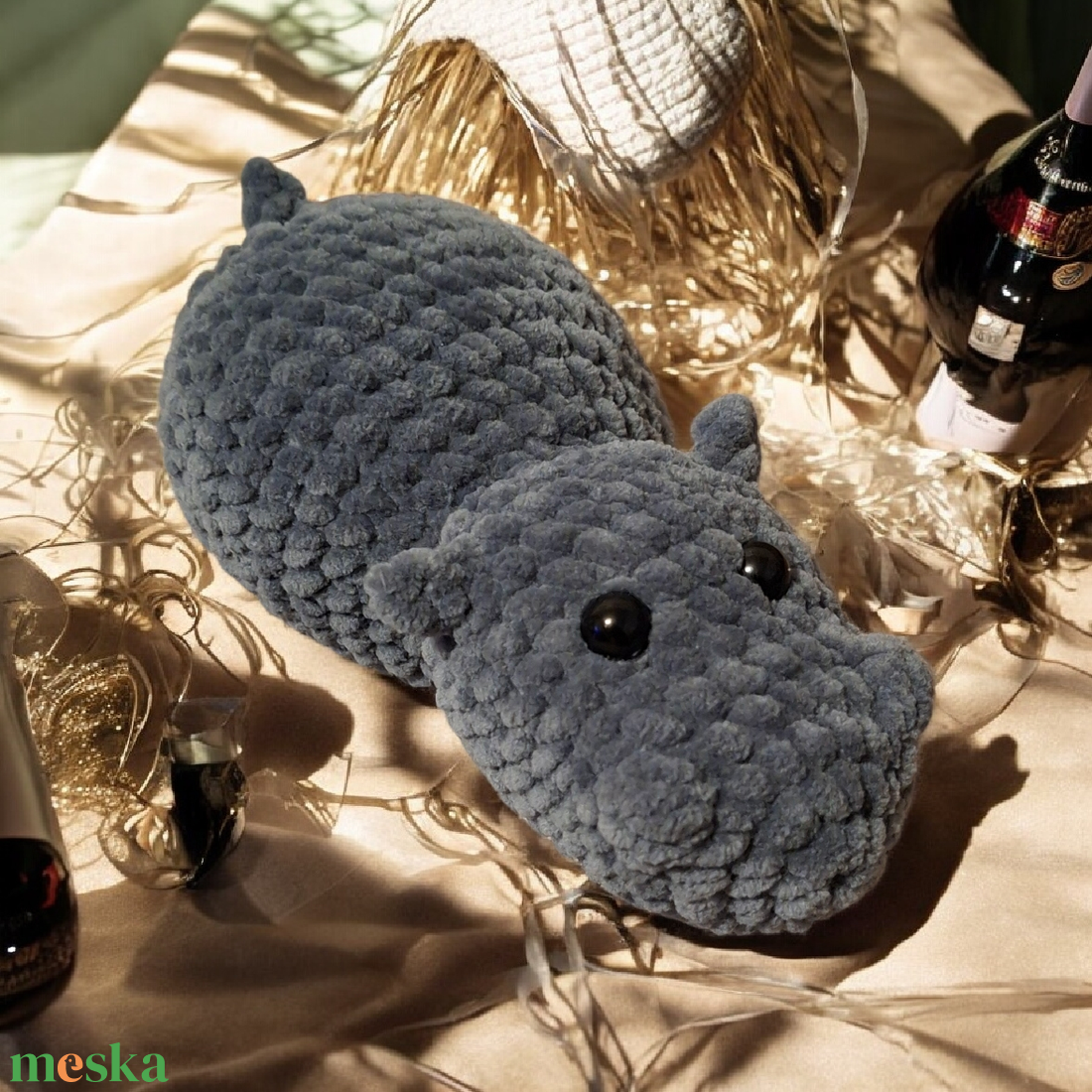 horgolt viziló - játék & sport - plüssállat & játékfigura - más figura - Meska.hu