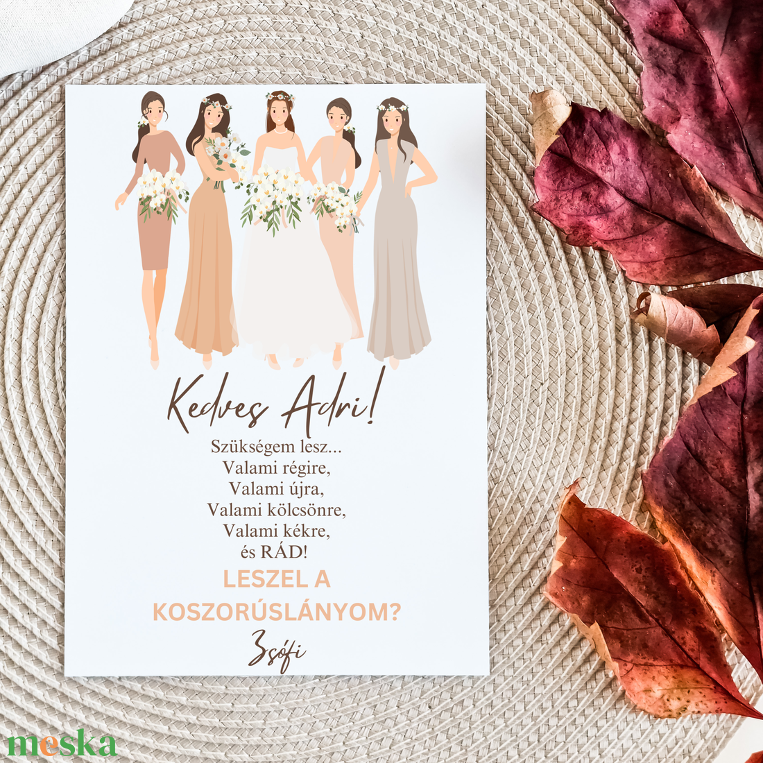 Koszorúslány felkérő - esküvő - meghívó & kártya - koszorúslány felkérő - Meska.hu