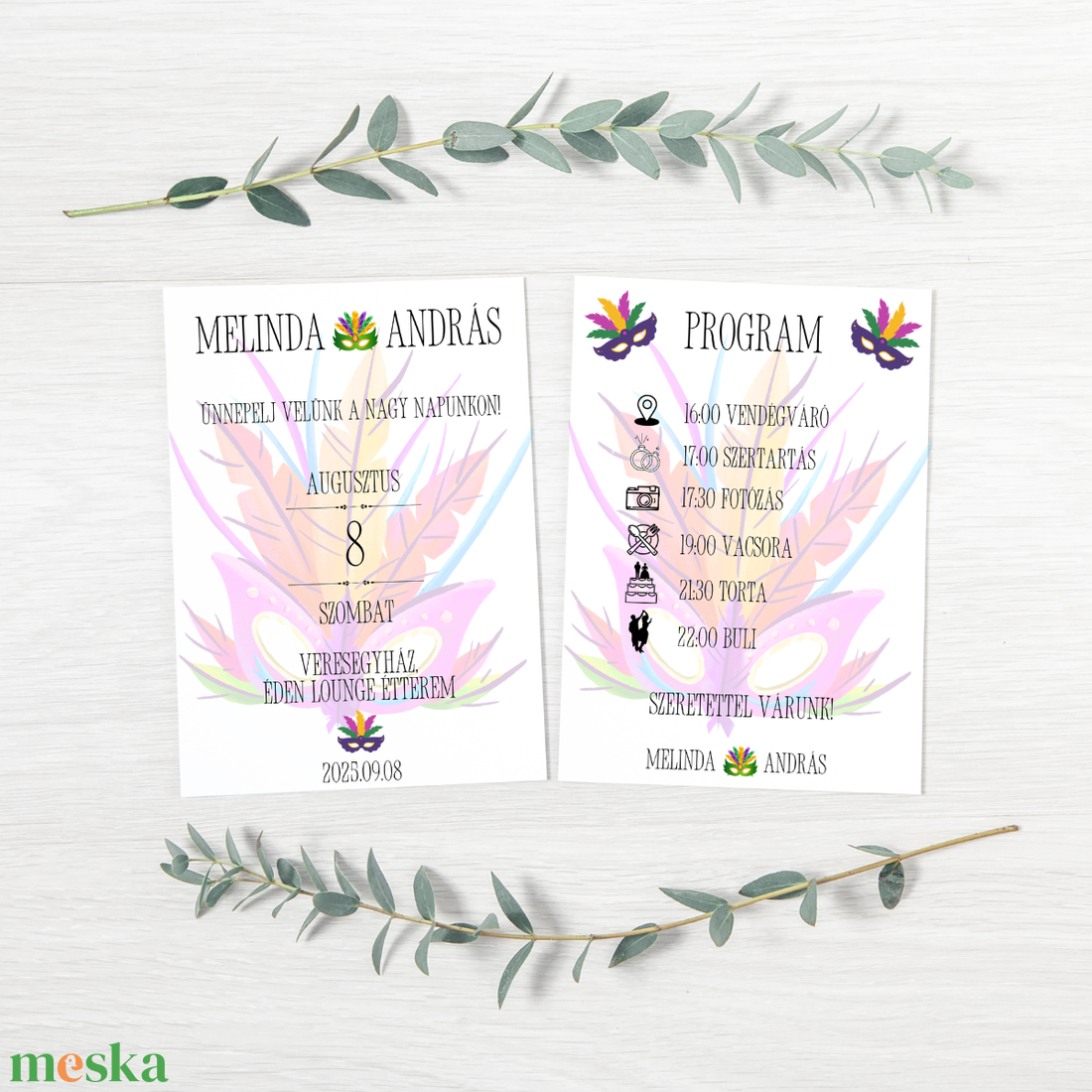 Esküvői meghívó - Karneváli - esküvő - meghívó & kártya - meghívó - Meska.hu