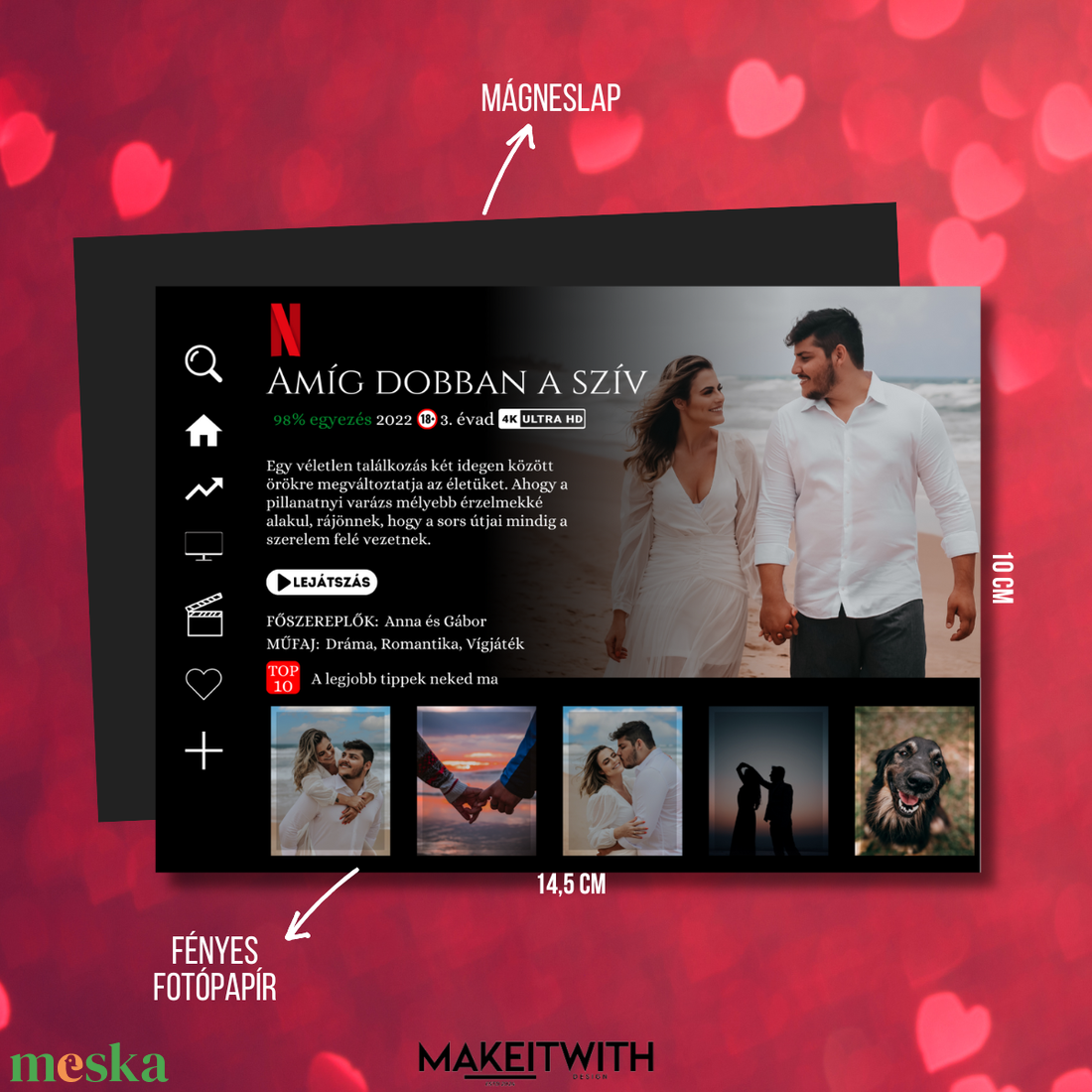 Netflix hűtőmágnes - Valentin nap - otthon & életmód - konyhafelszerelés, tálalás - konyhai dekoráció - hűtőmágnes - Meska.hu