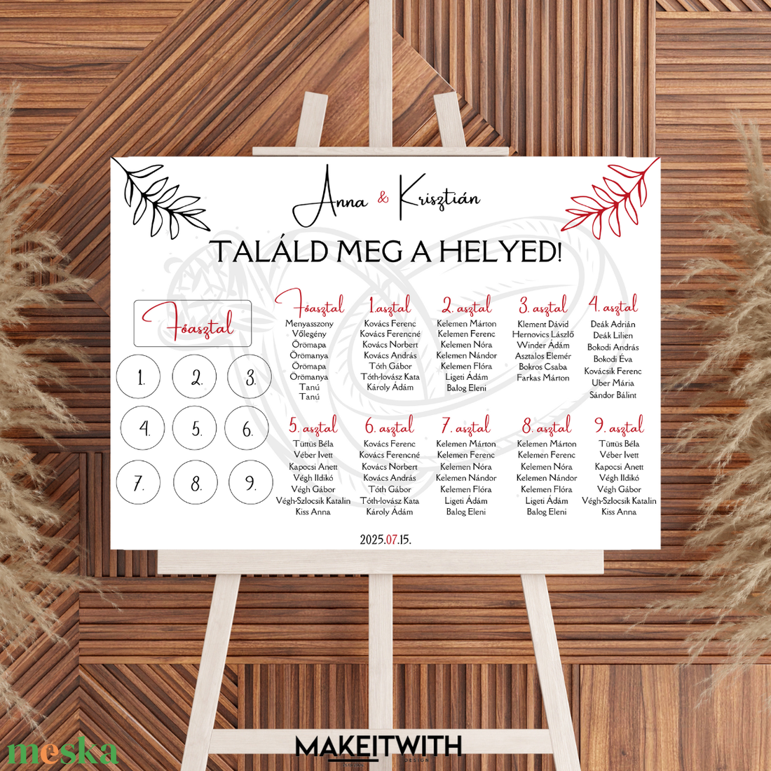 Ültető Tábla  Modern - esküvő - meghívó & kártya - ültetési rend - Meska.hu