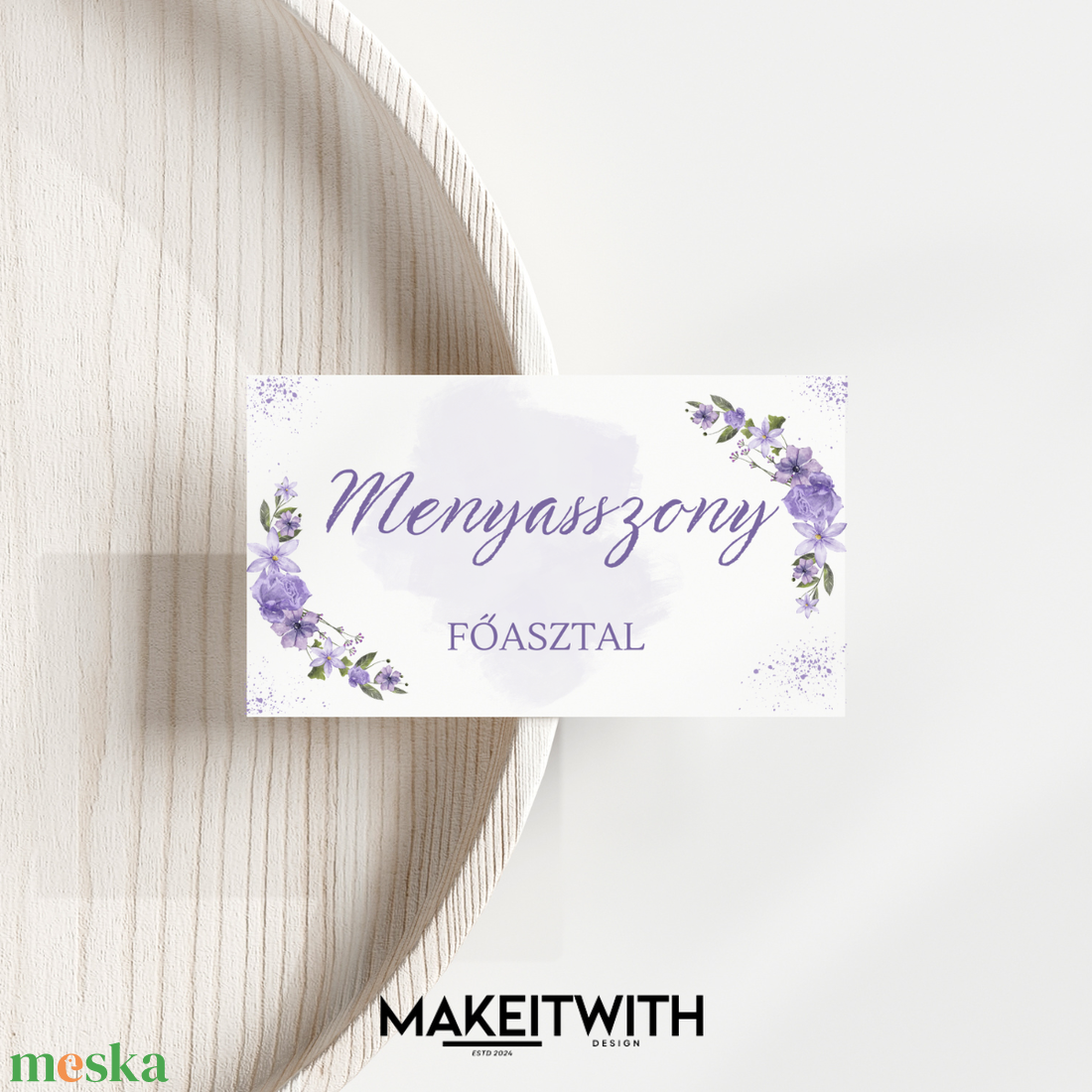 Ültetőkártya  Lila Klematisz Virágos - esküvő - meghívó & kártya - ültetési rend - Meska.hu
