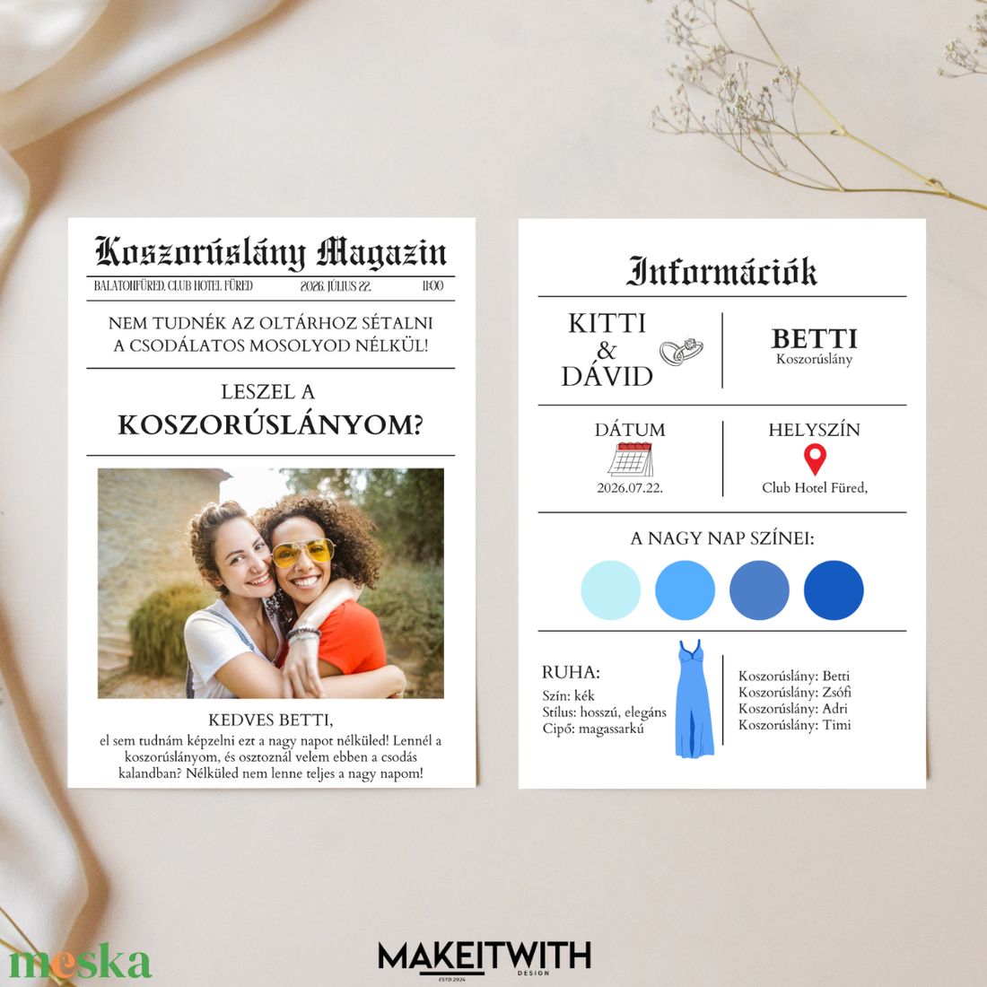 Koszorúslány felkérő Magazin stílusban - esküvő - meghívó & kártya - koszorúslány felkérő - Meska.hu Koszorúslány felkérő Magazin stílusban - esküvő - meghívó & kártya - koszorúslány felkérő - Meska.hu