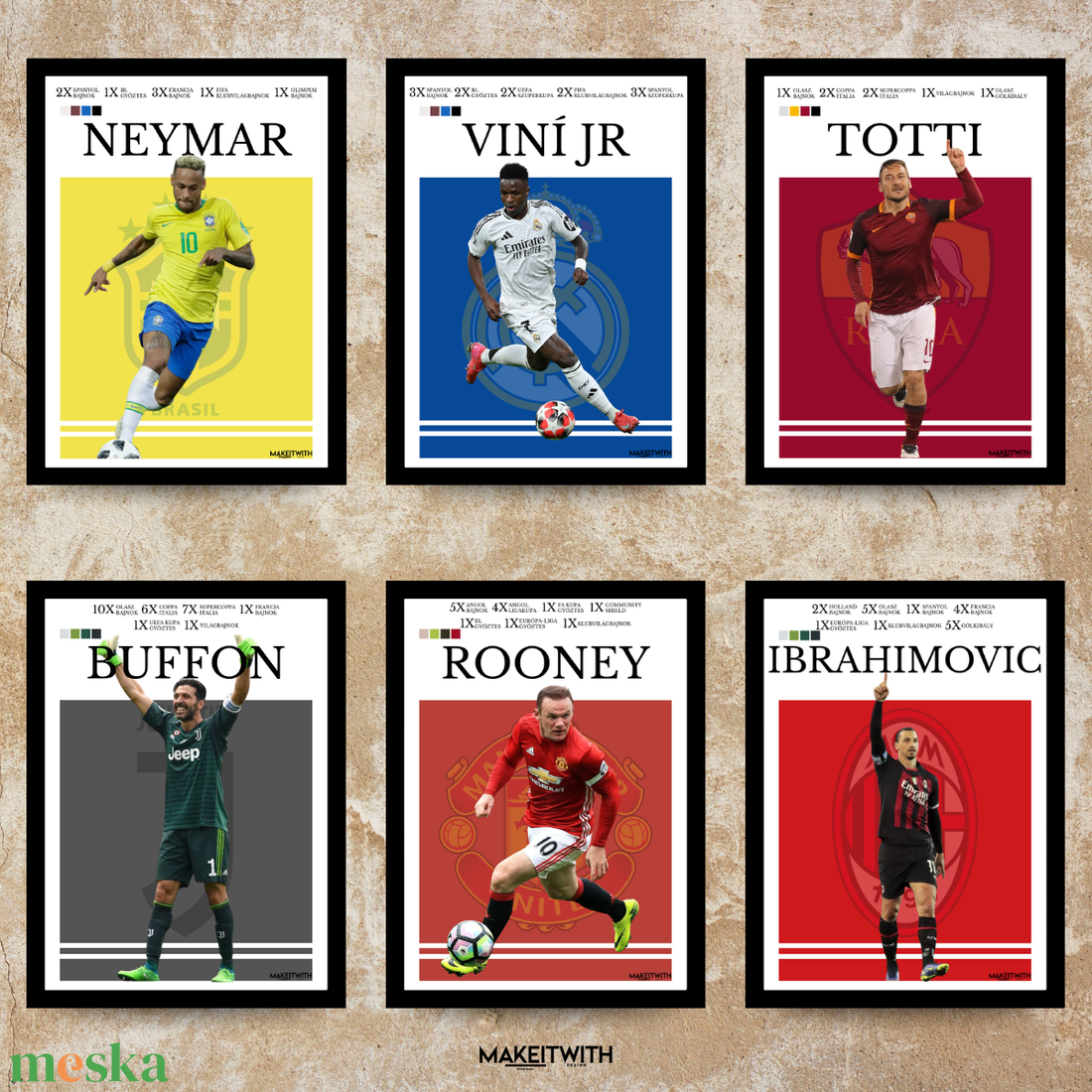 Legends in Frame  A Futball Legjobbjai Egy Képben - otthon & életmód - dekoráció - kép & falikép - képkeret - Meska.hu