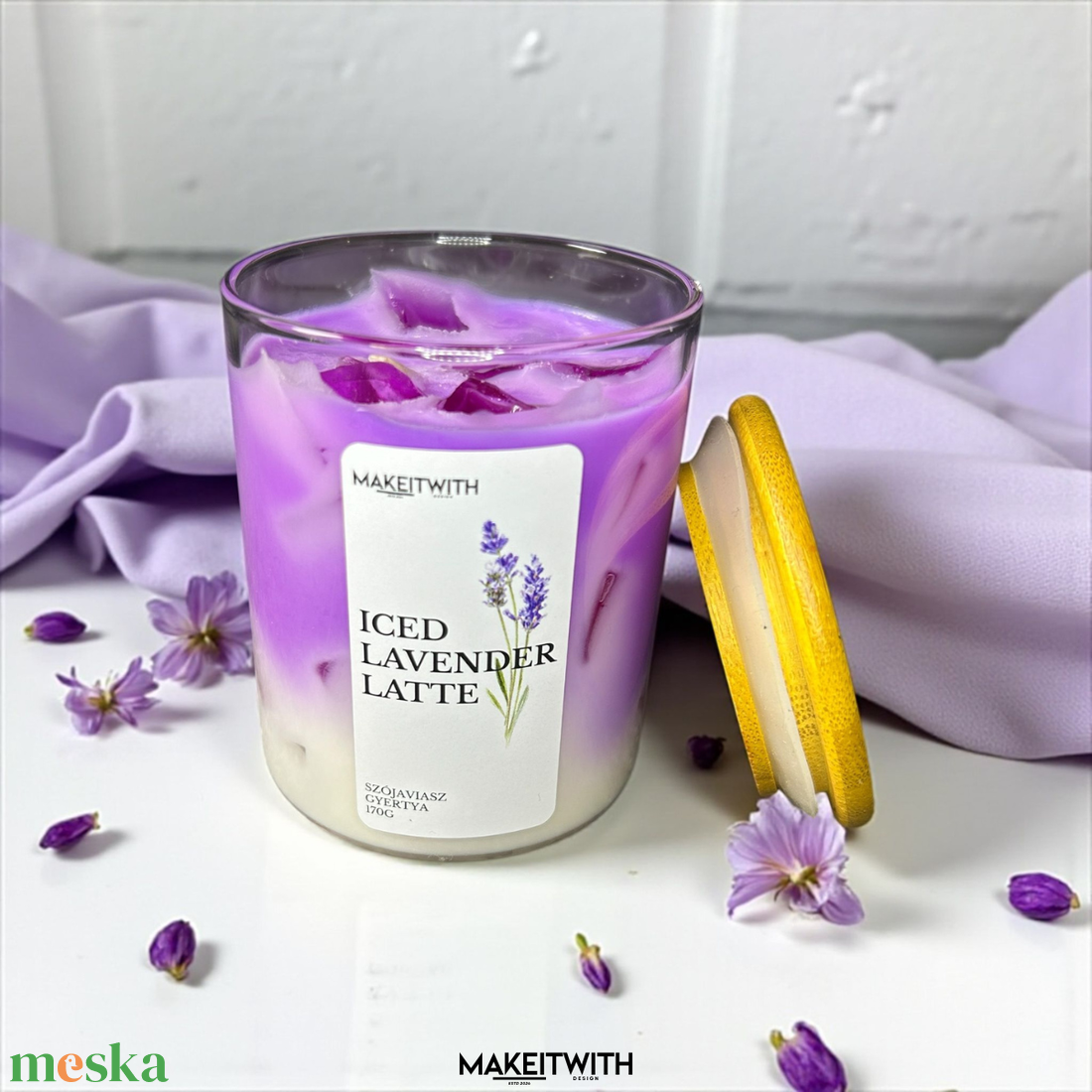 Levendulás Latte - poharas gyertya - otthon & életmód - gyertya, illat, aroma - gyertya - Meska.hu