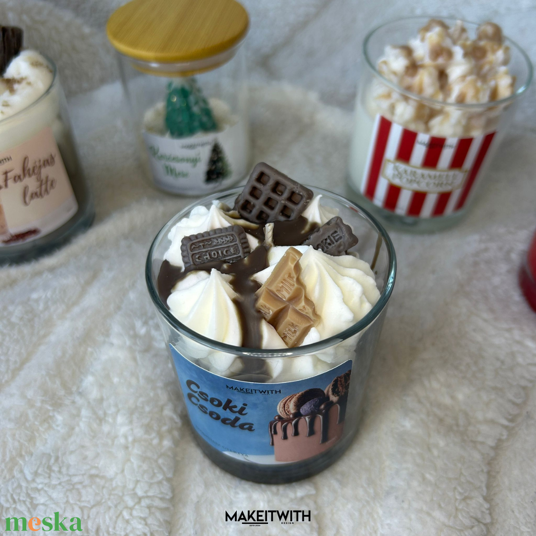 Csoki Csoda - poharas gyertya - karácsony - karácsonyi lakásdekoráció - karácsonyi illatgyertya, mécses - Meska.hu