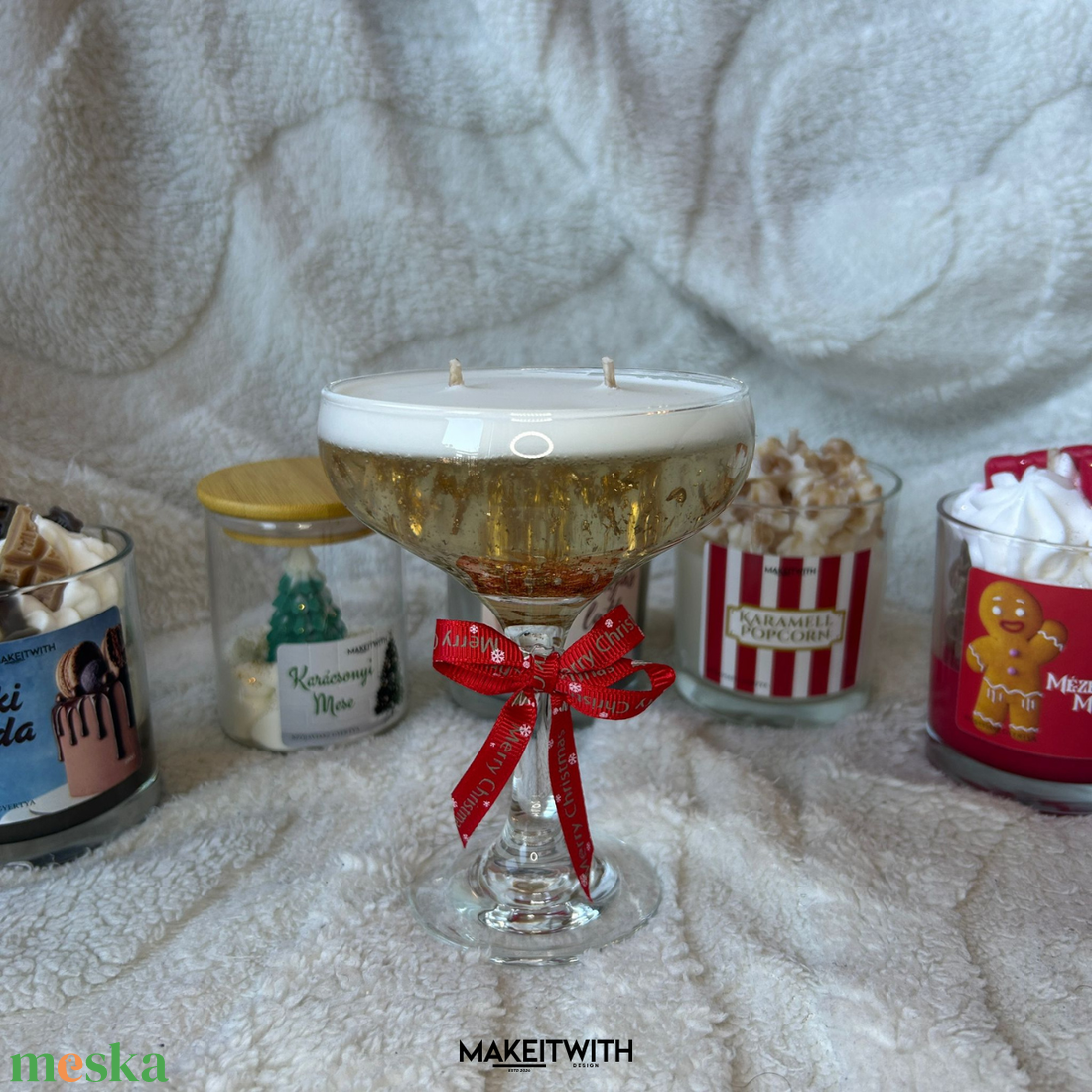 Karácsonyi Pezsgő- poharas gyertya - karácsony - karácsonyi lakásdekoráció - karácsonyi illatgyertya, mécses - Meska.hu