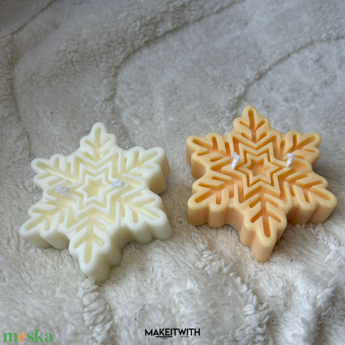 Hópehely Illatgyertya (2db) - karácsony - karácsonyi lakásdekoráció - karácsonyi illatgyertya, mécses - Meska.hu