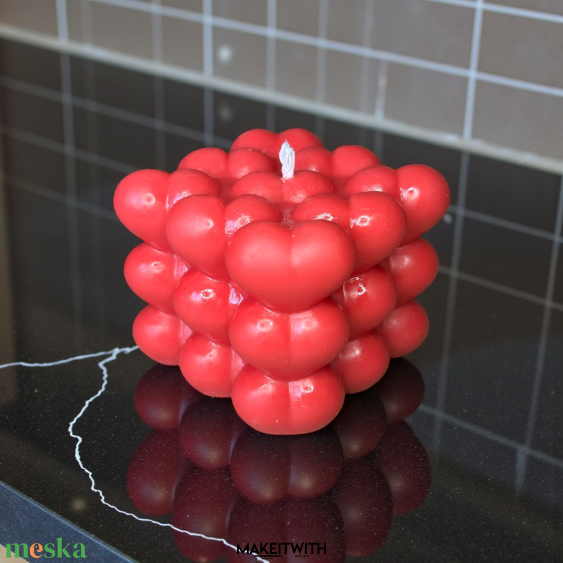 Szíves kocka illatgyertya - otthon & életmód - gyertya, illat, aroma - gyertya - Meska.hu