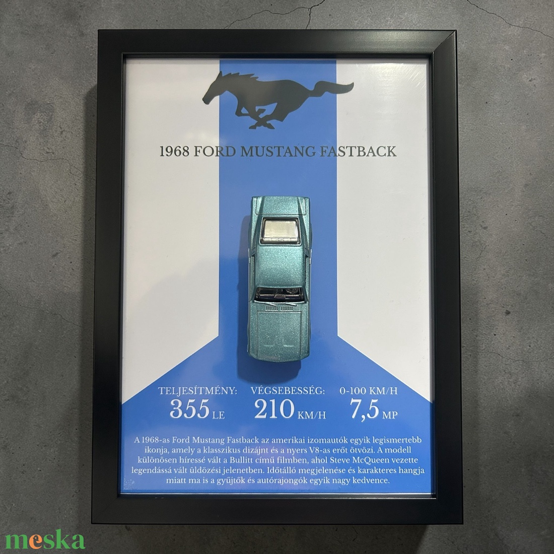 Autórajongói Falidekor � 1968 Ford Mustang Fastback - otthon & életmód - dekoráció - kép & falikép - képkeret - Meska.hu