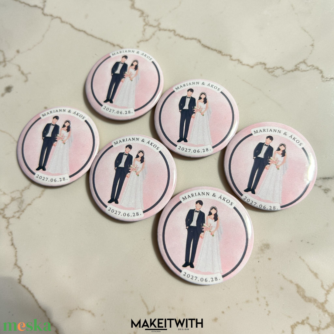 Egyedi esküvői vendég kitűző - esküvő - kiegészítők - kitűző - Meska.hu