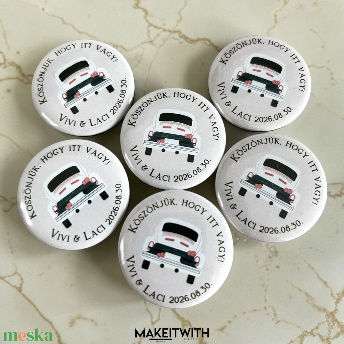 Egyedi esküvői vendég kitűző - esküvő - kiegészítők - kitűző - Meska.hu
