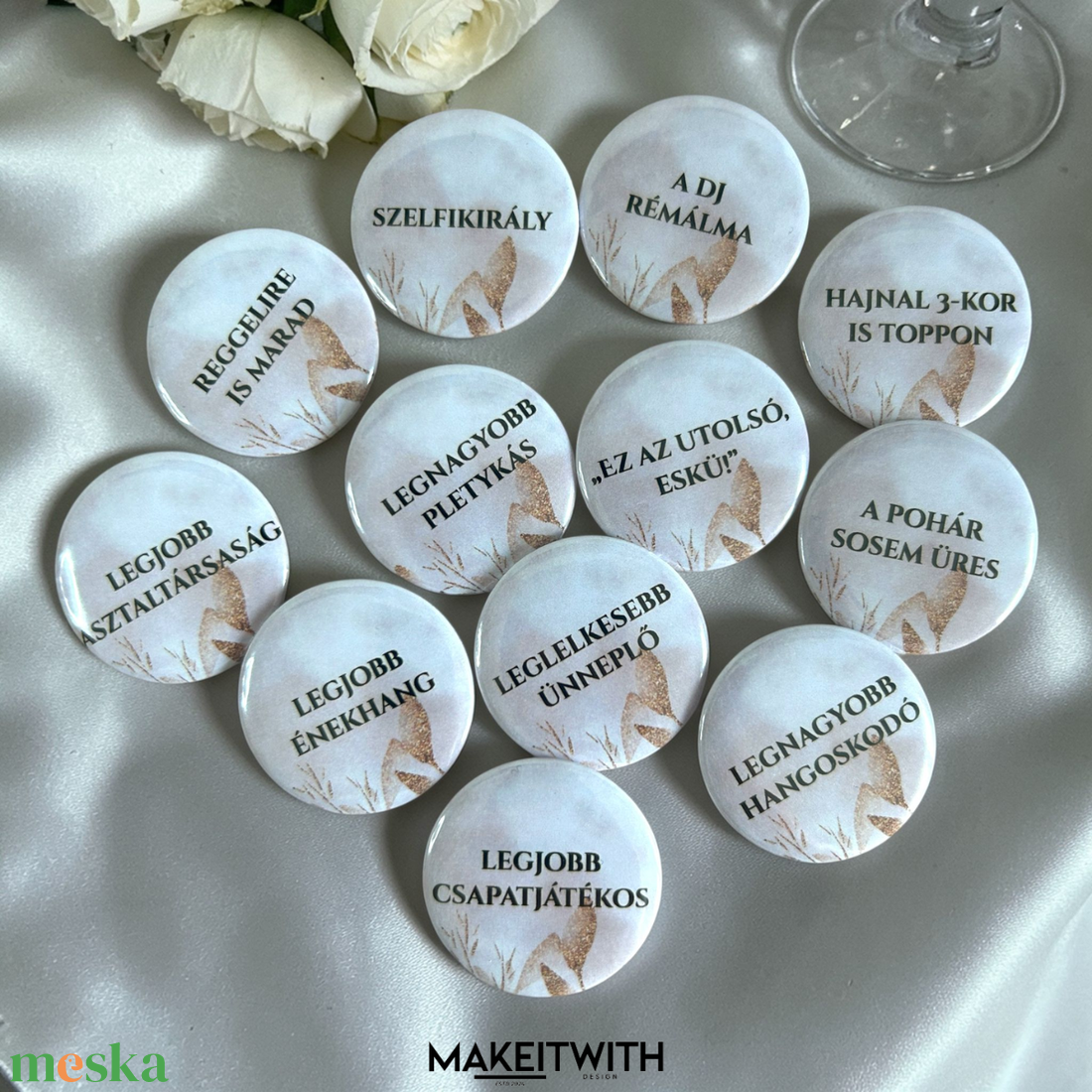 Esküvői Party Kitűzők - esküvő - kiegészítők - kitűző - Meska.hu