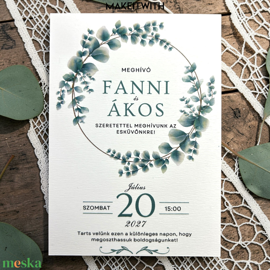 Esküvői meghívó - Örök Zöld Szerelem - esküvő - meghívó & kártya - meghívó - Meska.hu