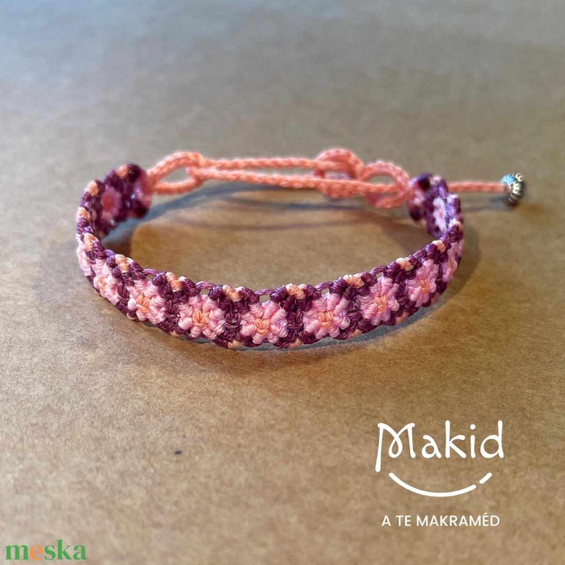 Agapi pink makramé karkötő - ékszer - karkötő - karkötő medállal - Meska.hu Agapi pink makramé karkötő - ékszer - karkötő - karkötő medállal - Meska.hu