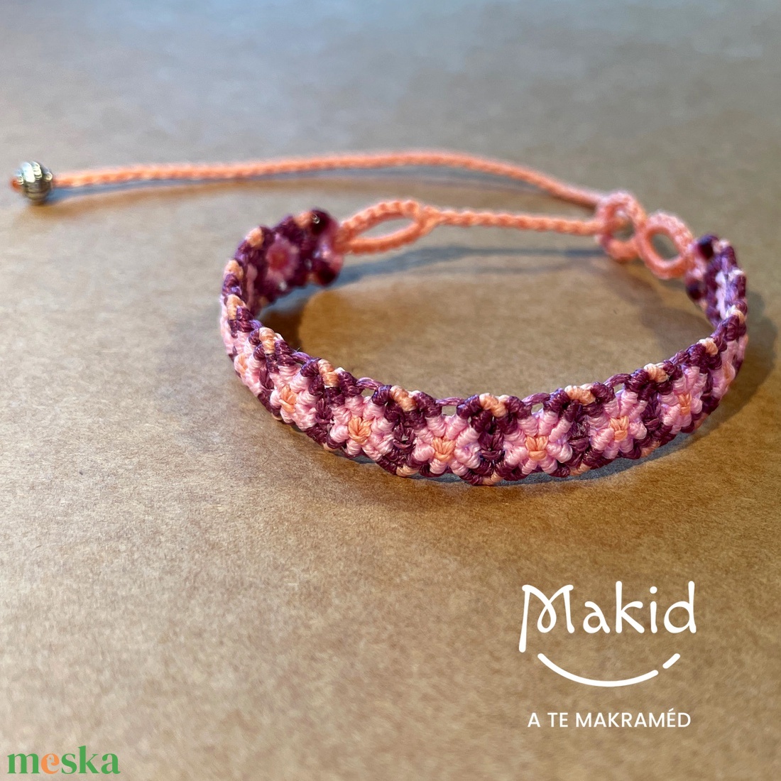 Agapi pink makramé karkötő - ékszer - karkötő - karkötő medállal - Meska.hu Agapi pink makramé karkötő - ékszer - karkötő - karkötő medállal - Meska.hu