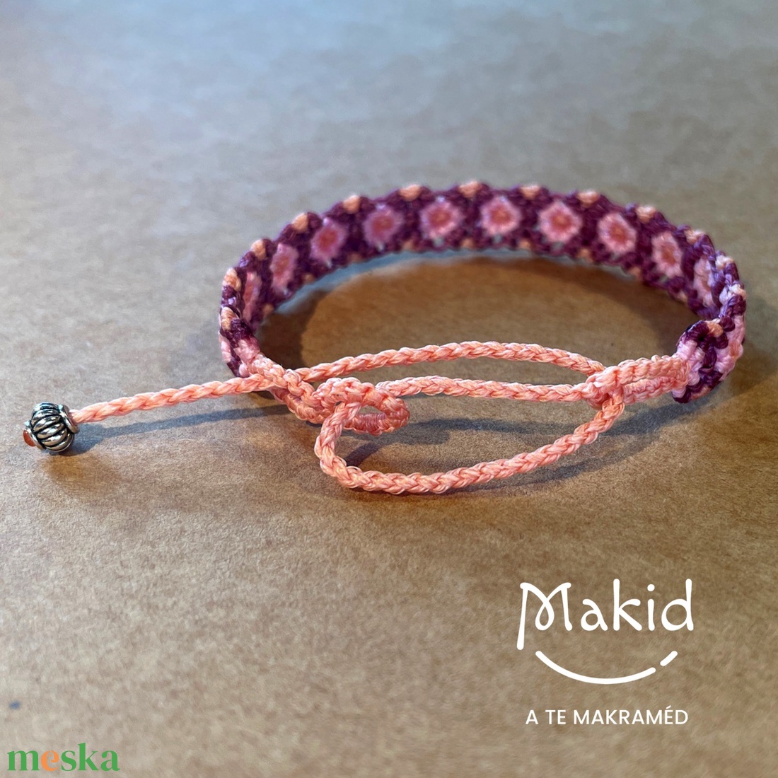 Agapi pink makramé karkötő - ékszer - karkötő - karkötő medállal - Meska.hu Agapi pink makramé karkötő - ékszer - karkötő - karkötő medállal - Meska.hu