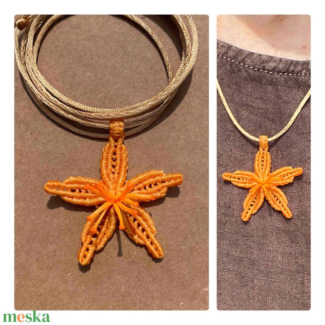 Liliom sárga mikromakramé medál - ékszer - nyaklánc - medál - Meska.hu Liliom sárga mikromakramé medál - ékszer - nyaklánc - medál - Meska.hu