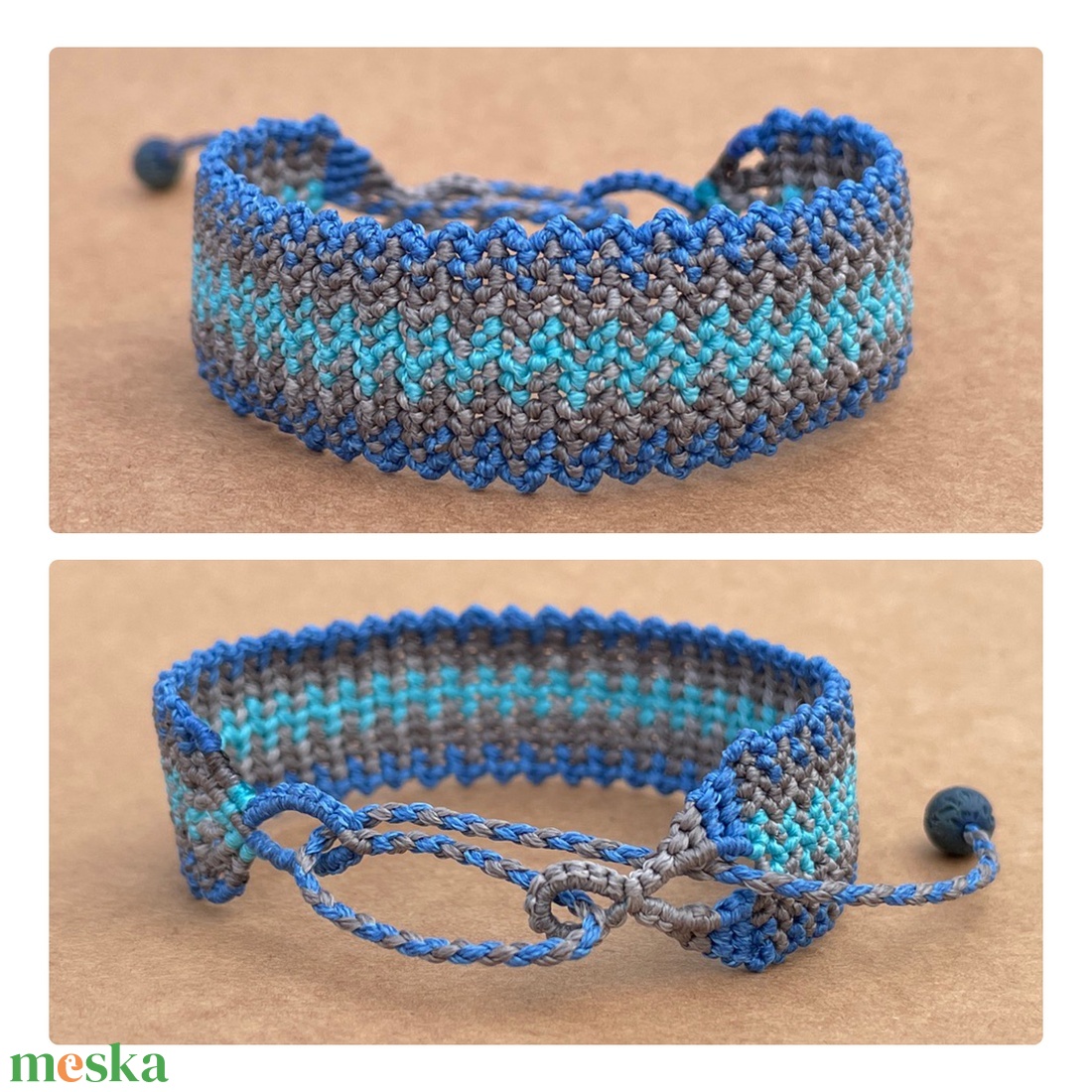 Inka mikromakramé karkötő - ékszer - karkötő - karkötő medállal - Meska.hu