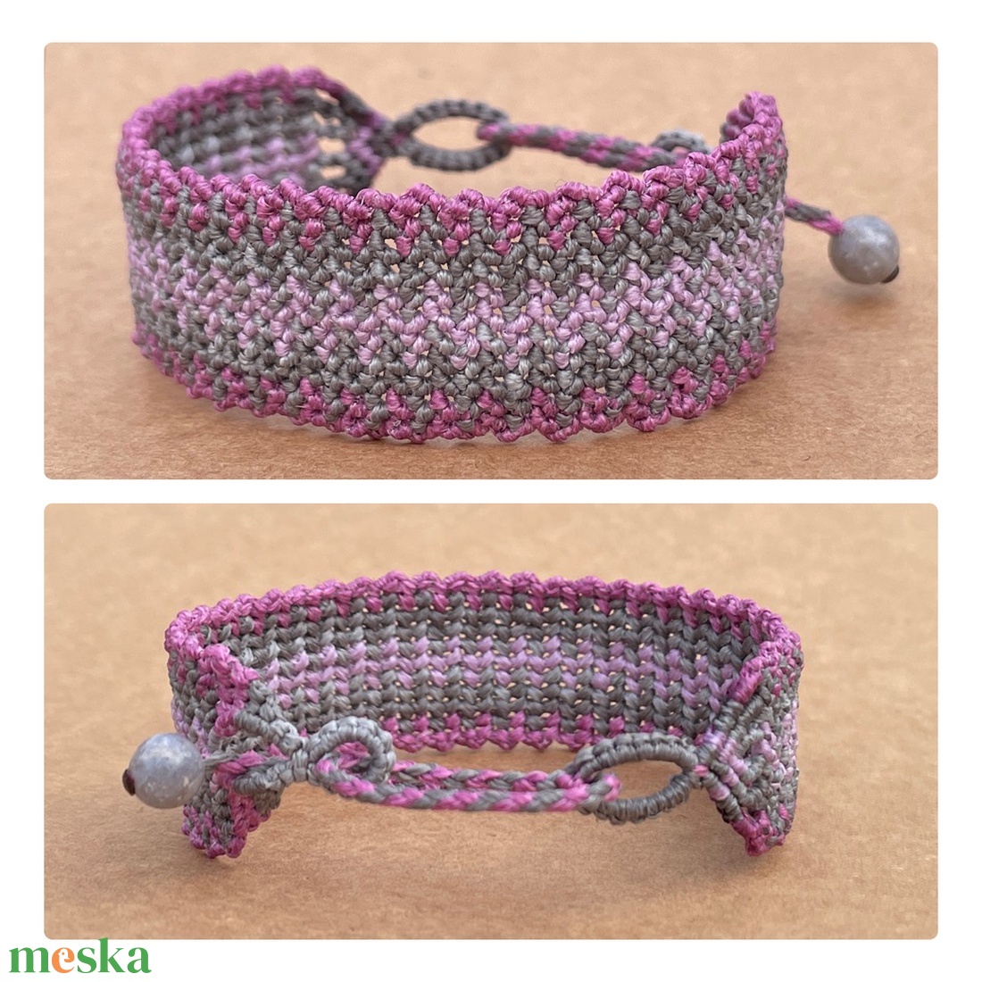 Inka mikromakramé karkötő - ékszer - karkötő - karkötő medállal - Meska.hu