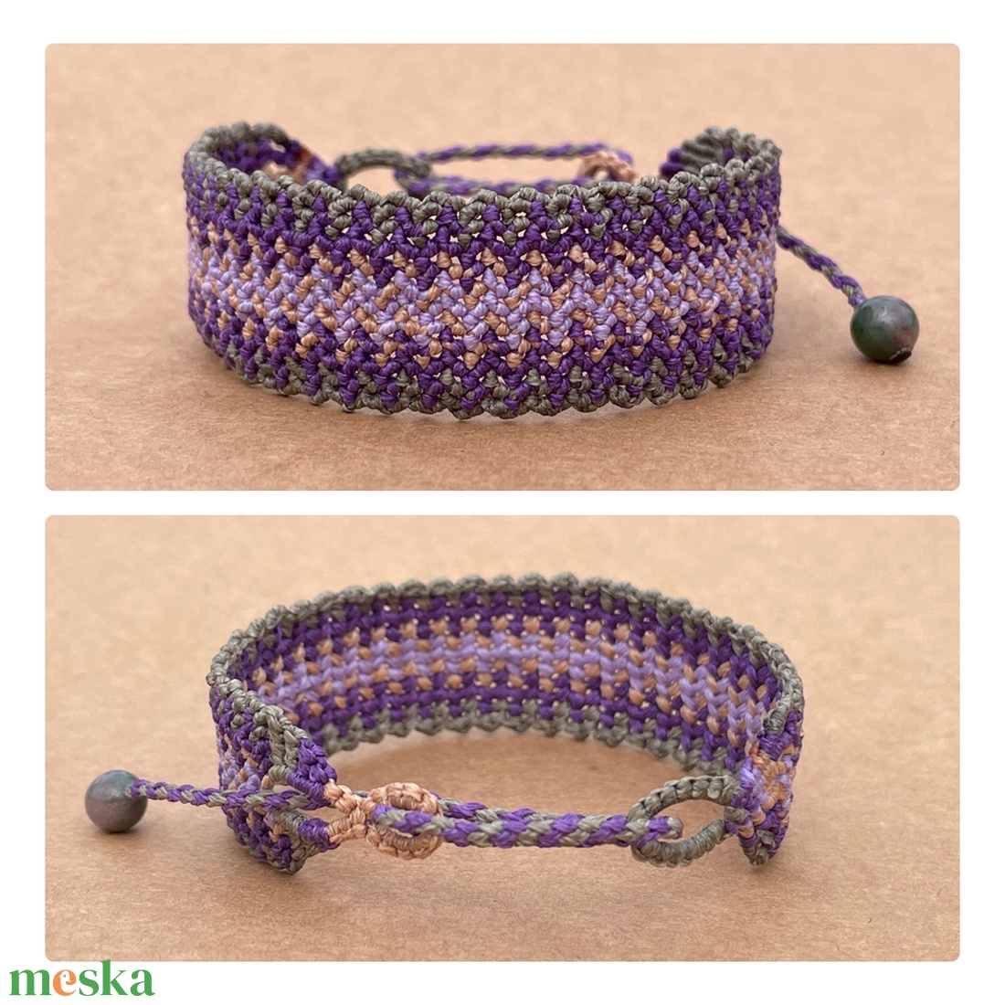 Inka mikromakramé karkötő - ékszer - karkötő - karkötő medállal - Meska.hu