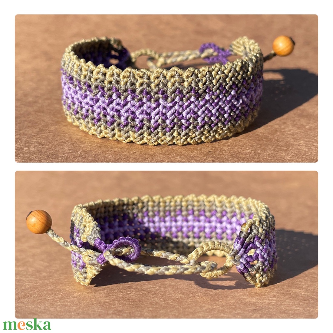 Inka mikromakramé karkötő - ékszer - karkötő - karkötő medállal - Meska.hu