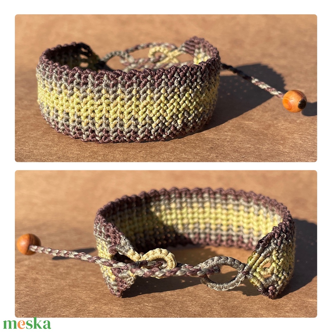 Inka mikromakramé karkötő - ékszer - karkötő - karkötő medállal - Meska.hu