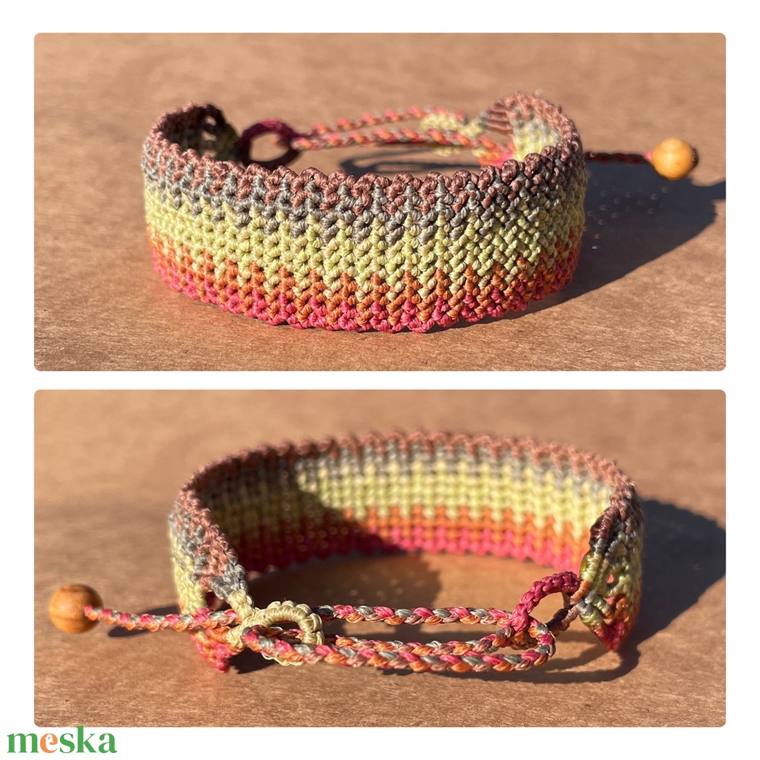Inka mikromakramé karkötő - ékszer - karkötő - karkötő medállal - Meska.hu