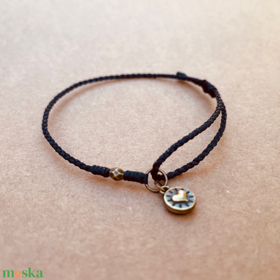 Valentin réz szív medálos karkötő - ékszer - karkötő - karkötő medállal - Meska.hu