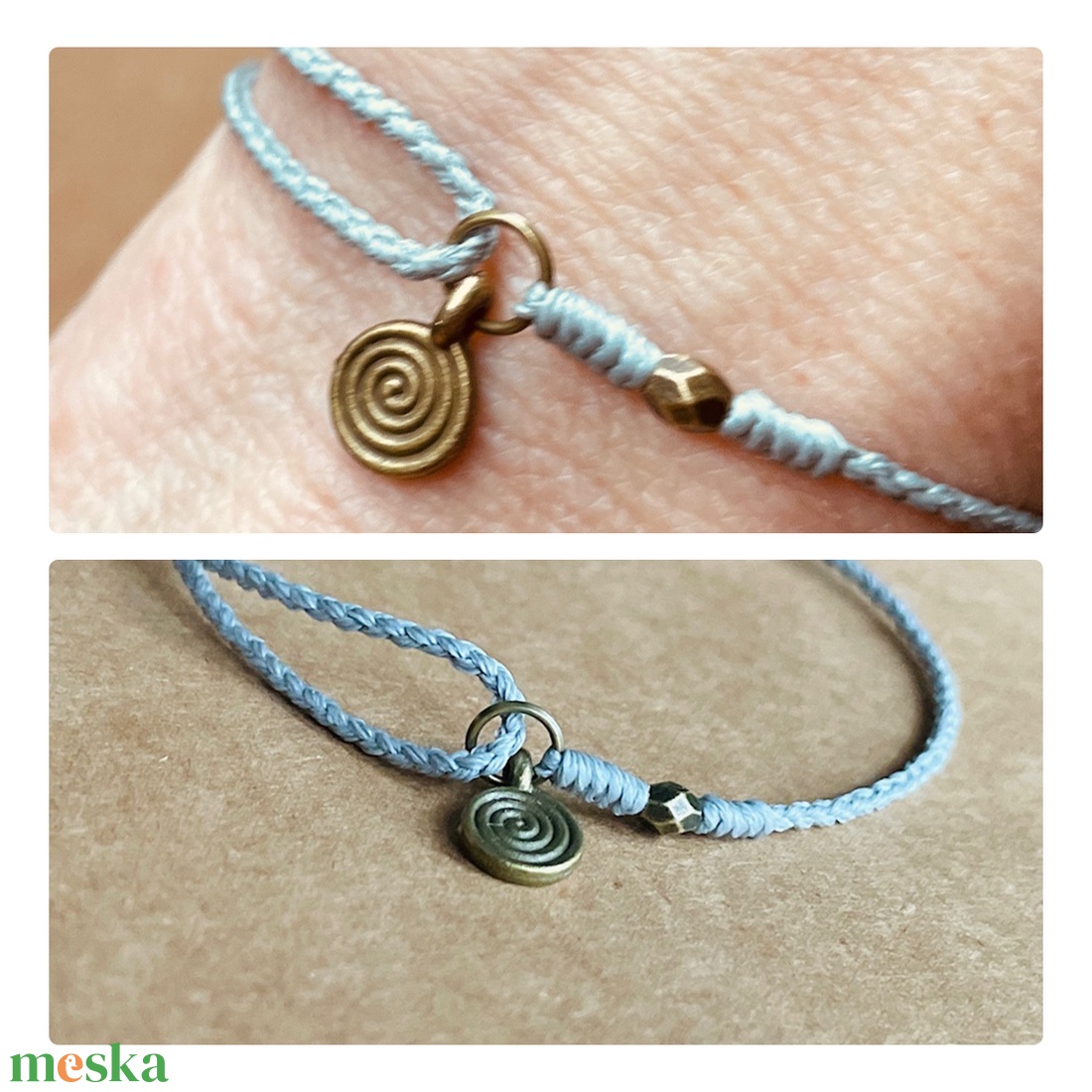 Réz spirál medálos karkötő - ékszer - karkötő - karkötő medállal - Meska.hu
