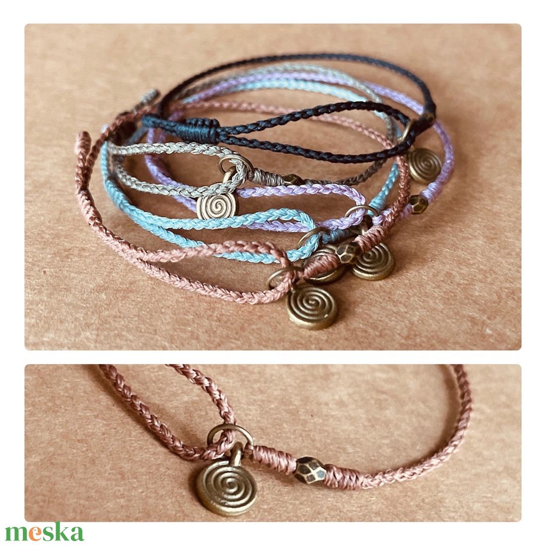 Réz spirál medálos karkötő - ékszer - karkötő - karkötő medállal - Meska.hu