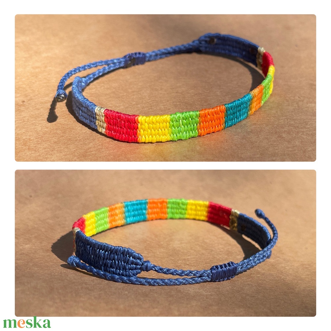 Multicolor szövött karkötő - ékszer - karkötő - karkötő medállal - Meska.hu
