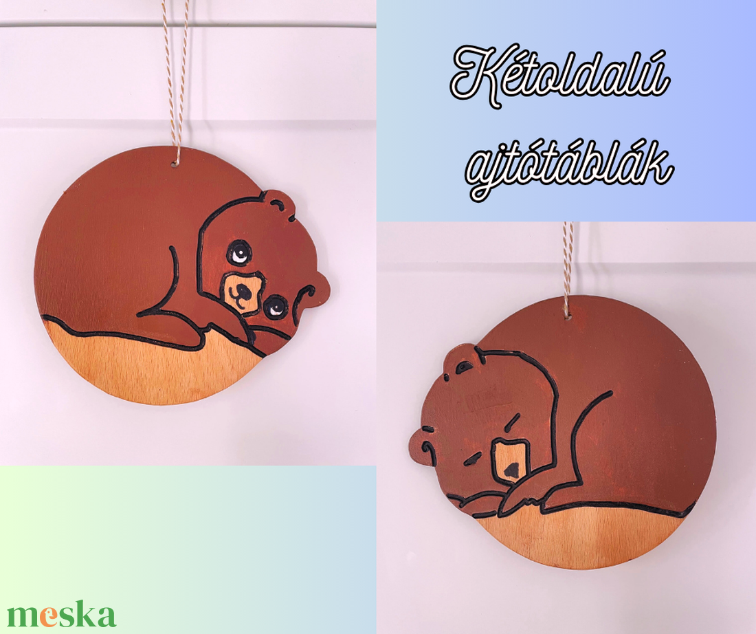 Kétoldalú ajtótábla gyerekszobába - macis - otthon & életmód - dekoráció - ajtó- és ablak dekoráció - ajtótábla - Meska.hu