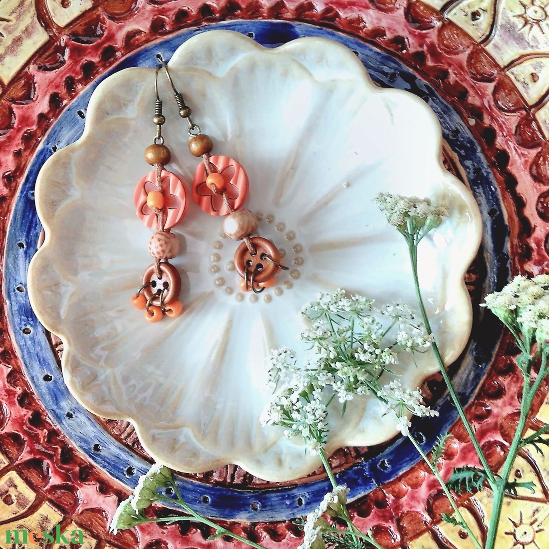 Enid's Orange Day fülbevaló  - ékszer - fülbevaló - lógó fülbevaló - Meska.hu