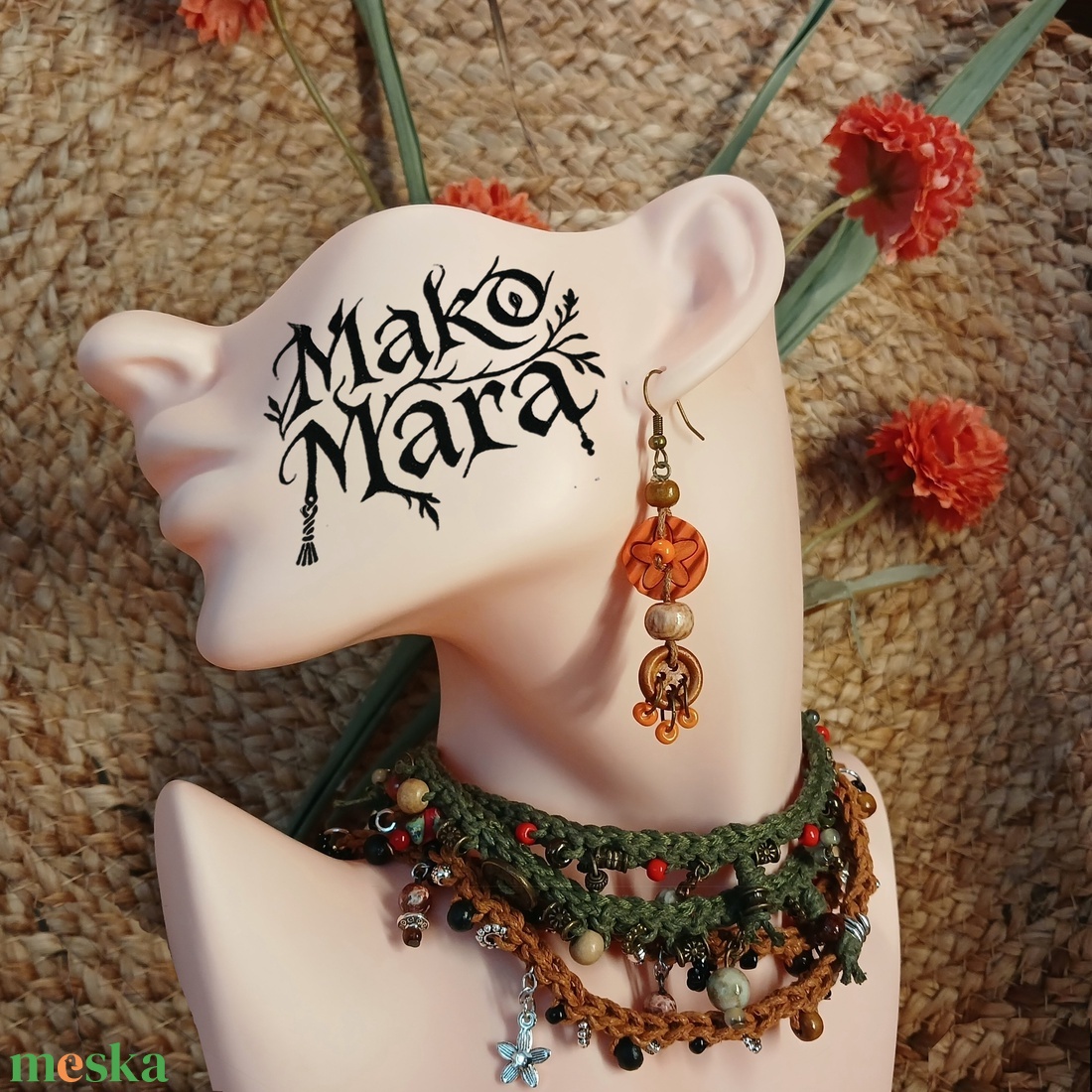 Enid's Orange Day fülbevaló  - ékszer - fülbevaló - lógó fülbevaló - Meska.hu