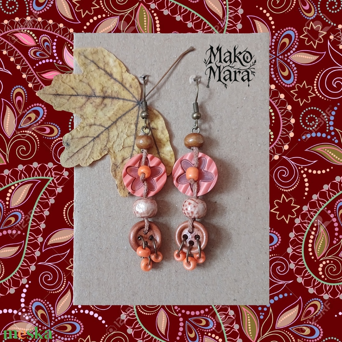 Enid's Orange Day fülbevaló  - ékszer - fülbevaló - lógó fülbevaló - Meska.hu