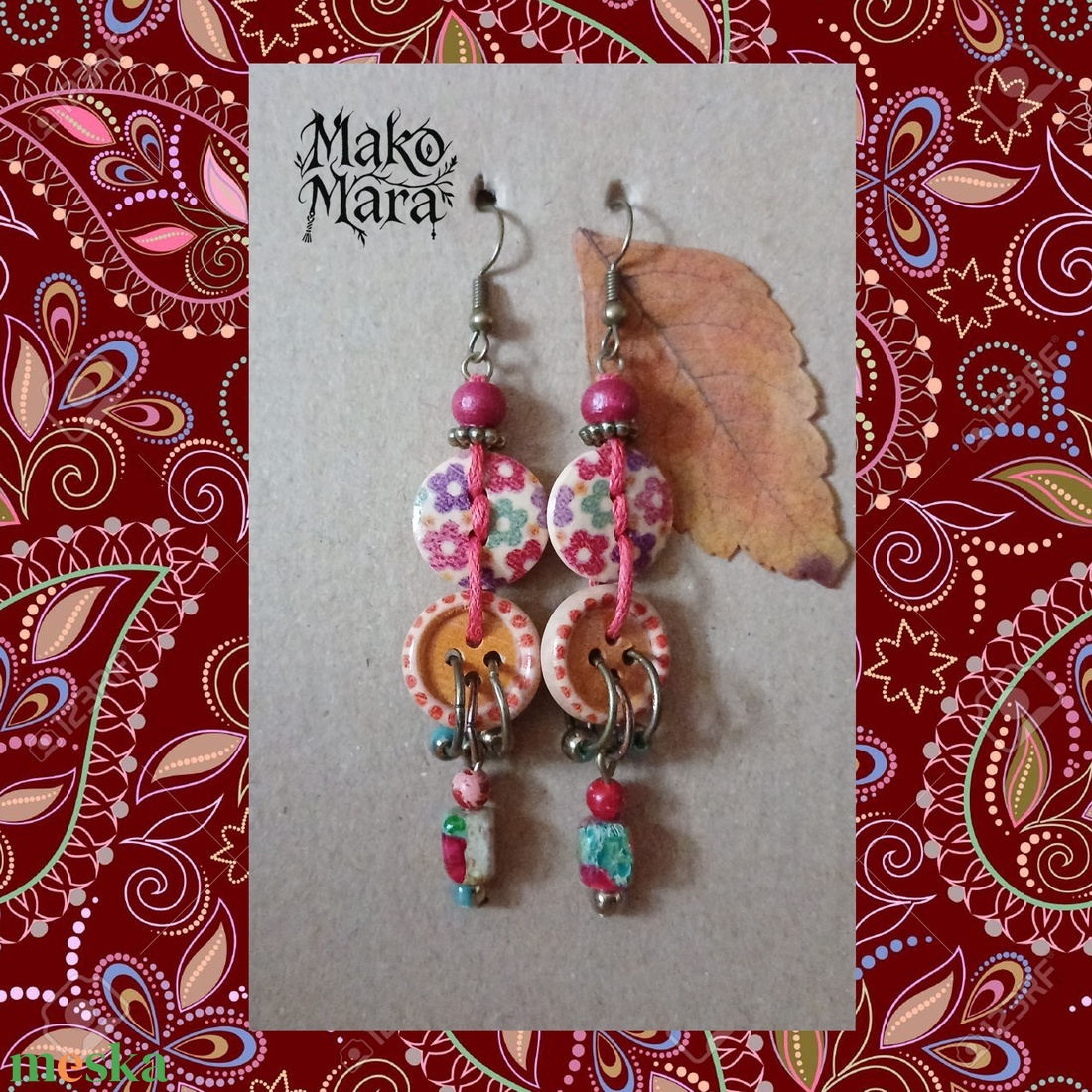 Enid's Play Day fülbevaló  - ékszer - fülbevaló - lógó fülbevaló - Meska.hu