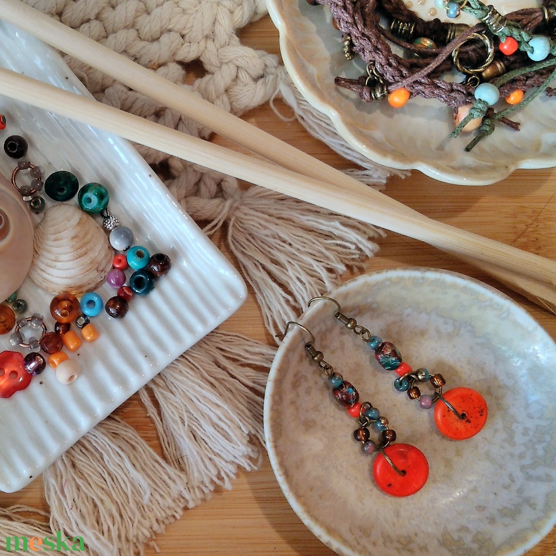 Frida's Red fülbevaló  - ékszer - fülbevaló - lógó fülbevaló - Meska.hu