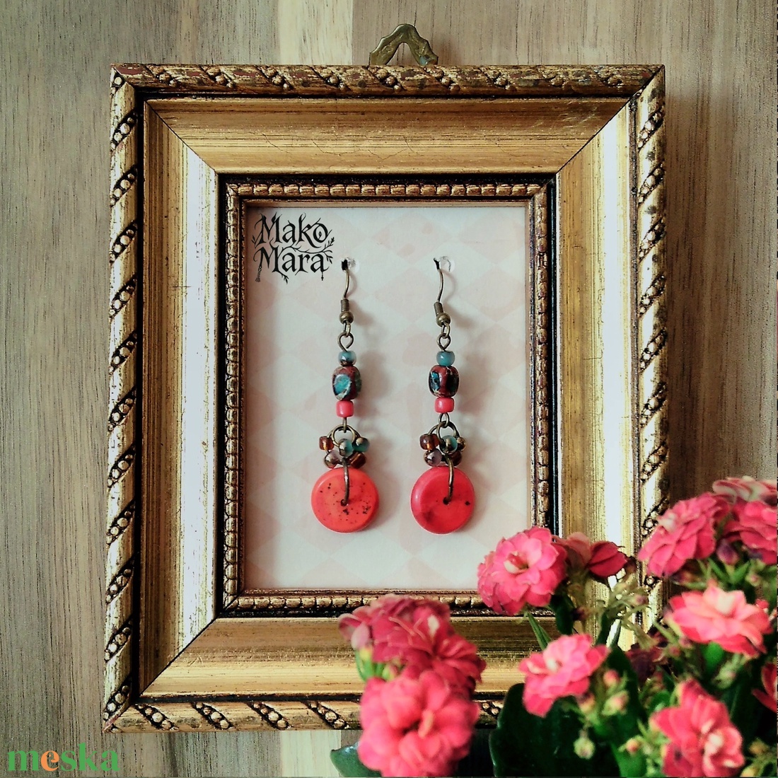 Frida's Red fülbevaló  - ékszer - fülbevaló - lógó fülbevaló - Meska.hu