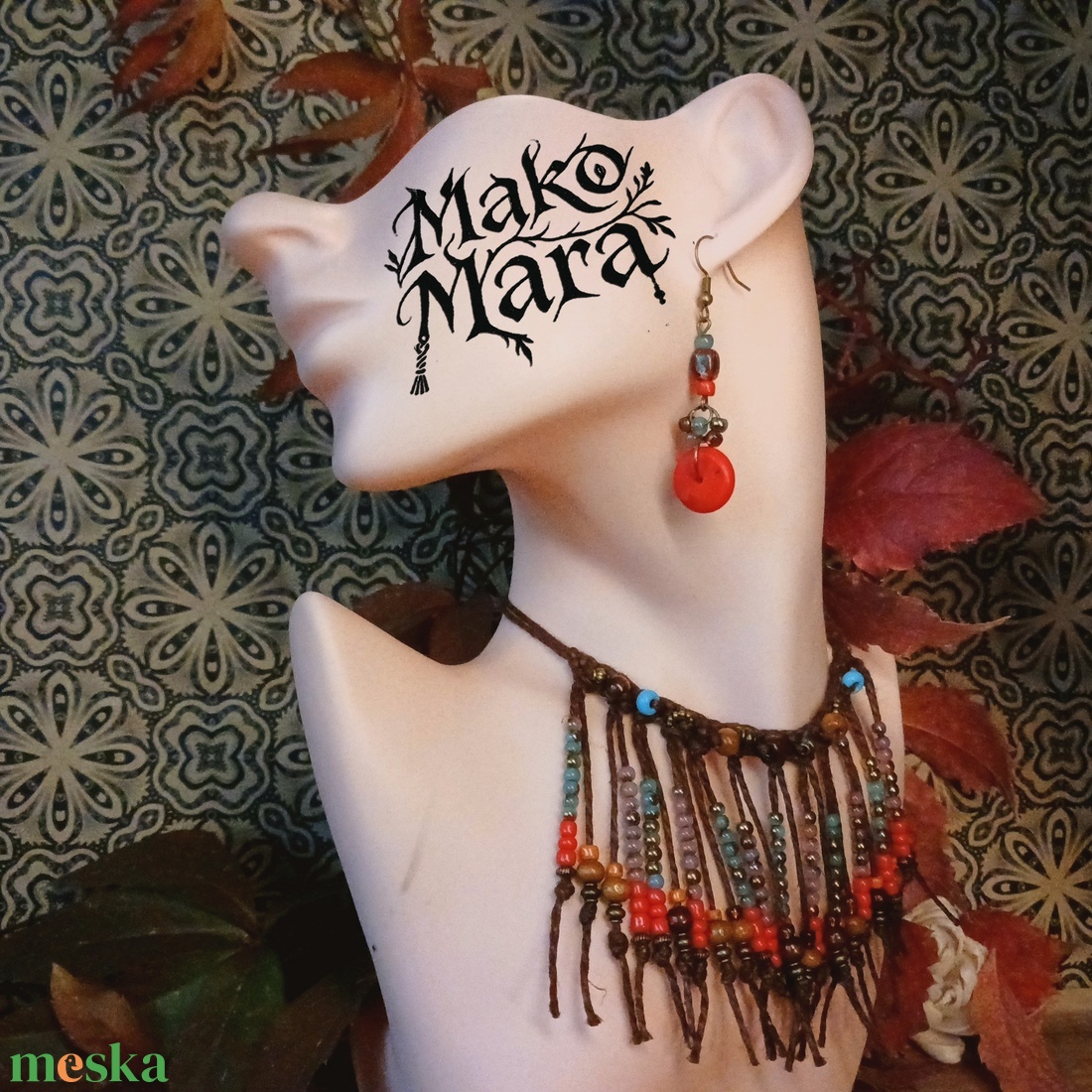 Frida's Red fülbevaló  - ékszer - fülbevaló - lógó fülbevaló - Meska.hu