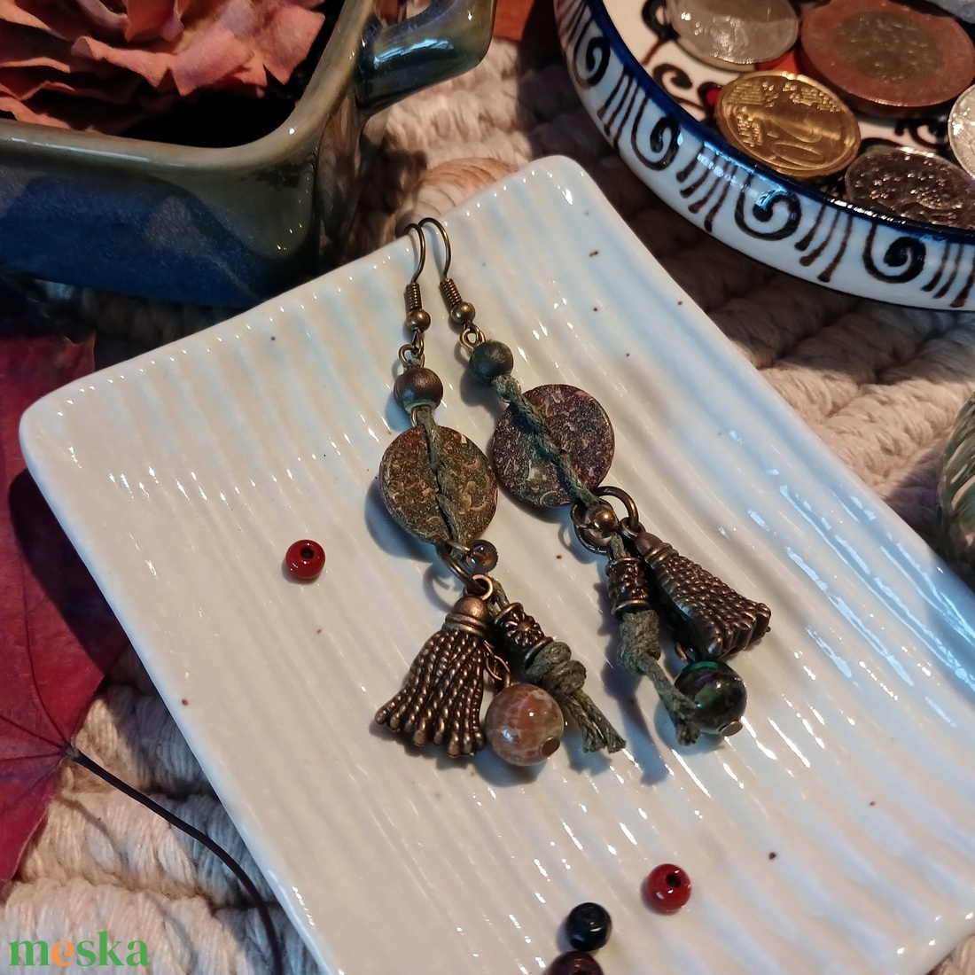 Omatikaya Warrior  fülbevaló  - ékszer - fülbevaló - lógó fülbevaló - Meska.hu