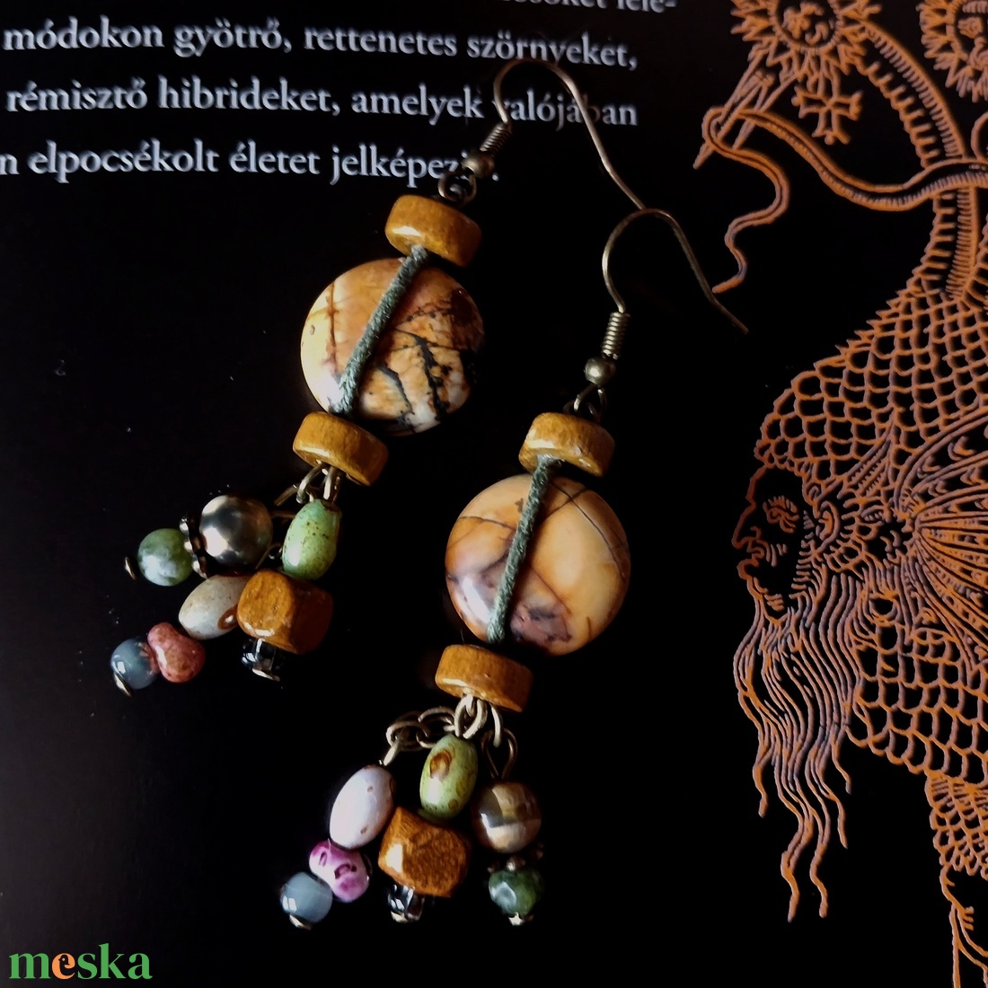 Tawkami Stones fülbevaló  - ékszer - fülbevaló - lógó fülbevaló - Meska.hu