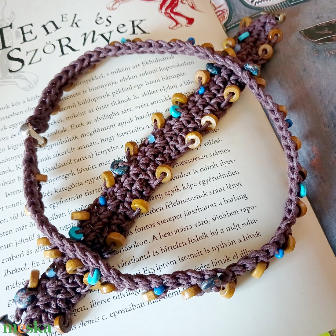 Navi Hunter kék-barna kagylós szett, nyaklánc és karkötő - ékszer - ékszerszett - Meska.hu