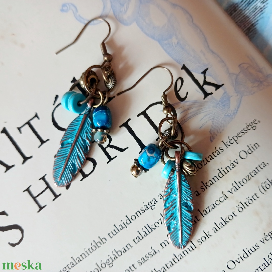 Blue Bird fülbevaló  - ékszer - fülbevaló - lógó fülbevaló - Meska.hu
