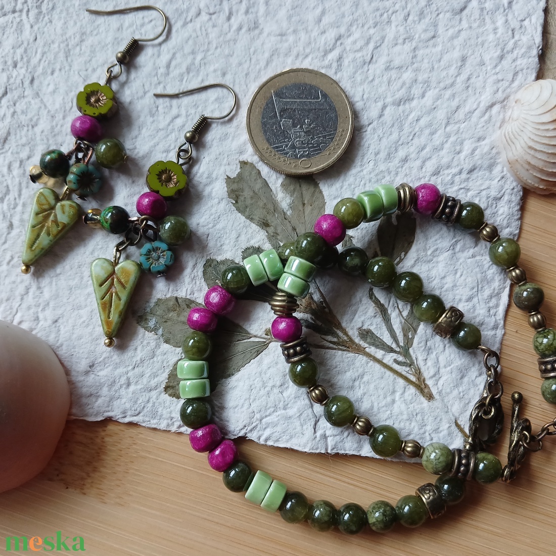 Fuxia Pixie fülbevaló és karkötő  - ékszer - ékszerszett - Meska.hu