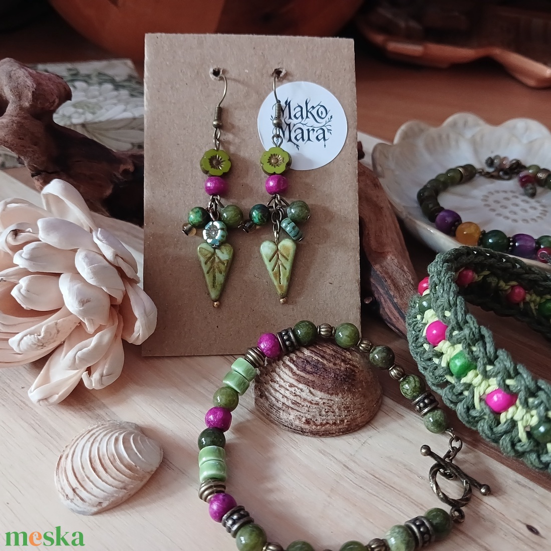 Fuxia Pixie fülbevaló és karkötő  - ékszer - ékszerszett - Meska.hu