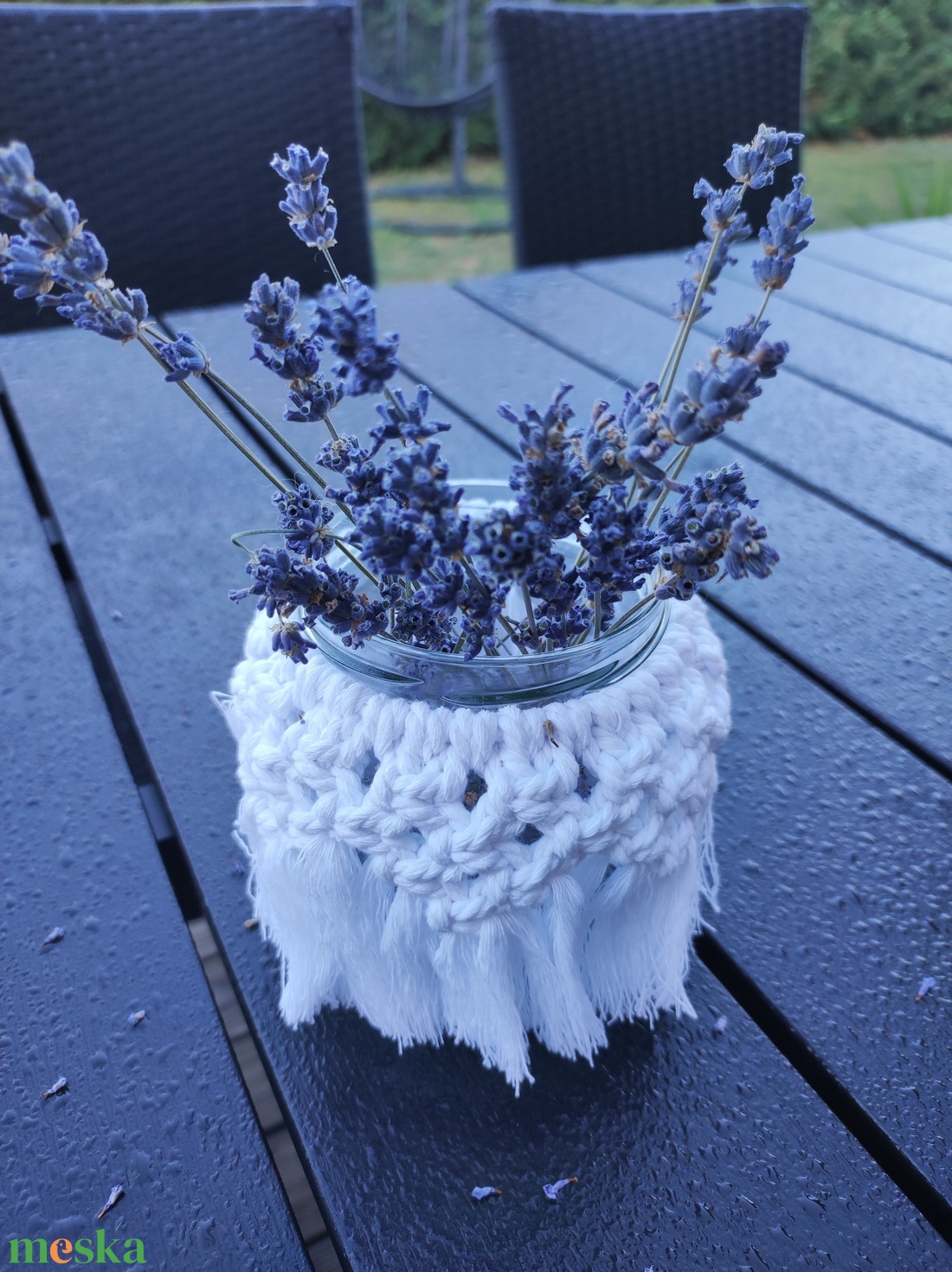 Makramé váza, mécsestartó - otthon & életmód - gyertya, illat, aroma - mécses és mécsestartó - Meska.hu