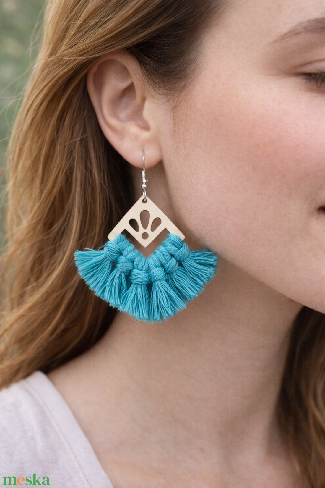 Türkiz fülbevaló - ékszer - fülbevaló - rojtos fülbevaló - Meska.hu