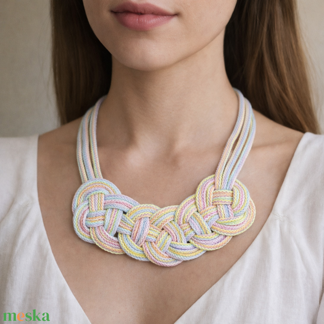 Tavaszi csomózott nyaklánc - ékszer - nyaklánc - hosszú nyaklánc - Meska.hu